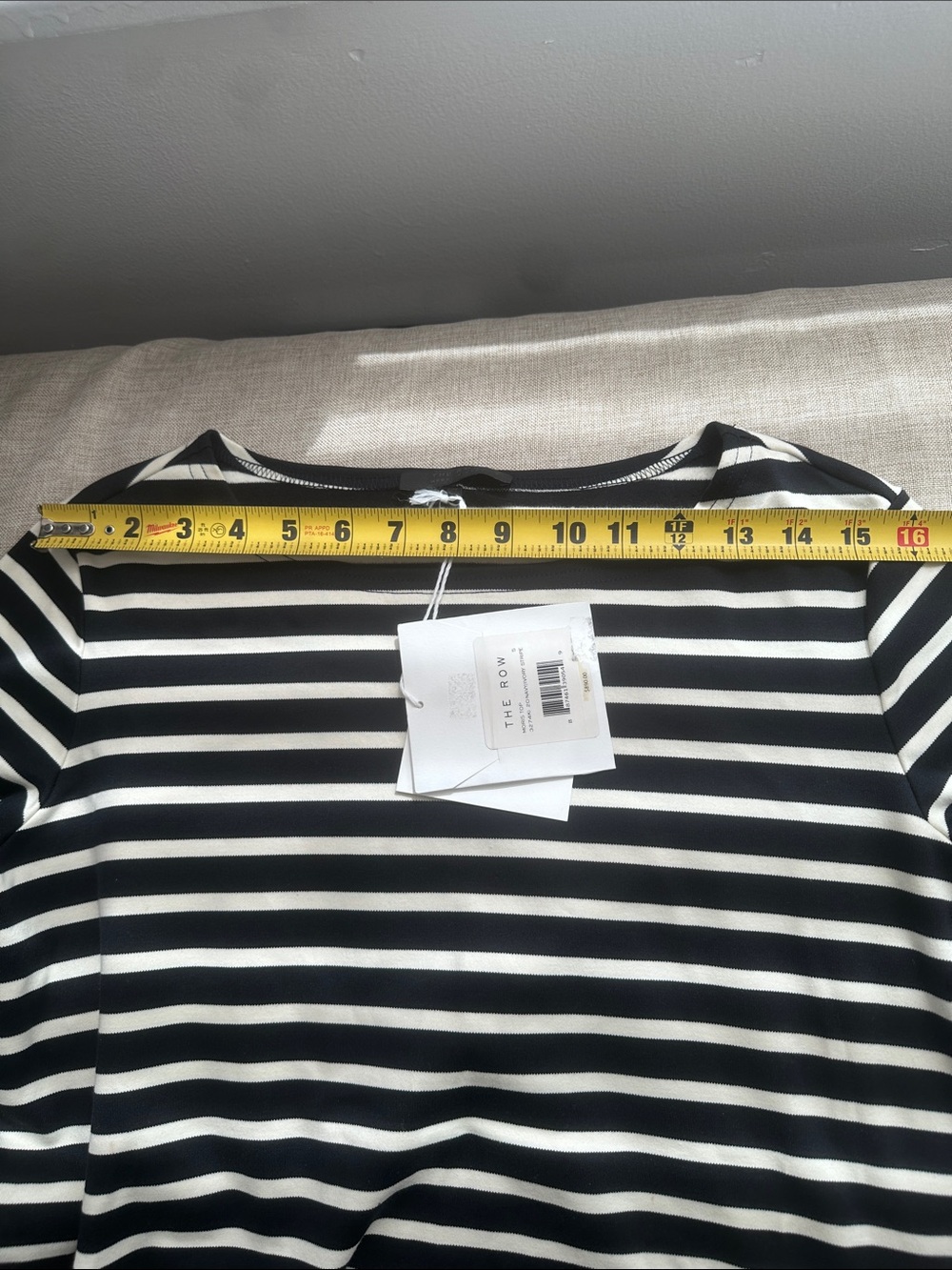 THE ROW 
Moris Top Navy and Ivory Striped Long Sleeve Top - Picture 8 of 9